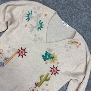 Johnny Was Desert Embroidered Cashmere Pullover Sweater Womens Medium